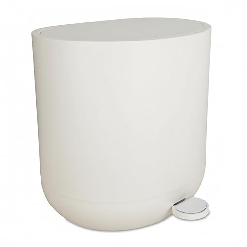 Relaxdays Cubo de Basura de 7 L con Cierre Suave, Pedal, Interior extraíble, para cosméticos, Mate Beige 26x26x23 cm