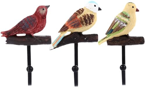 Veemoon 3 Ganchos Decorativos para Pared Forma de Pájaro Perchero para Llaves y Ropa Set de 3 Piezas Multicolor Gancho Resistente para Colgar Toallas y Accesorios Hogar