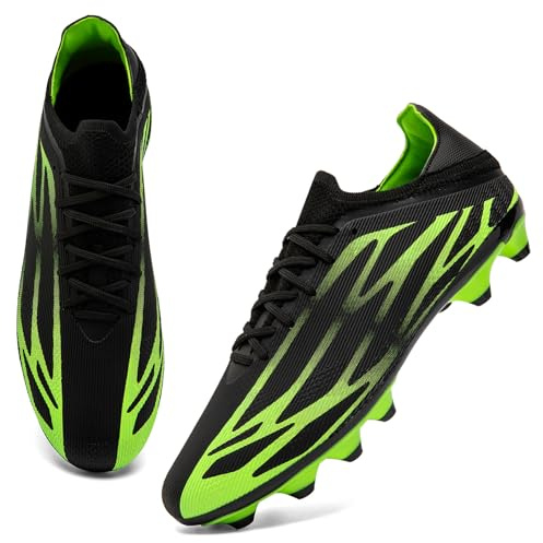 ASOCO DREAM Fußballschuhe Herren Fussballschuhe Stollen Spikes Professionelle Athletics Trainingsschuhe Outdoor Sport Football Schuhe,Schwarz Grün,39 EU