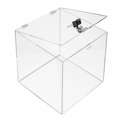TUKA-i-AKUT 20x20x20cm Vitrina Expositora de Acrílico con Cerradura, Tapa Plegable, Cubo Caja de Presentación Almacenamiento Decorativo, Escaparate para Museos Figuras Colecciones Joyas, TKD8258-20cm