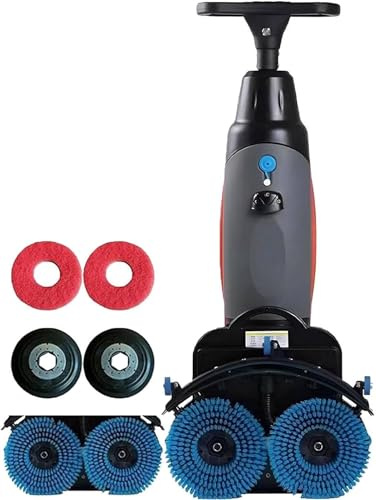 GYQSSD Lucidatrice E Lucidatrice per Pavimenti Commerciali, Lavapavimenti Elettrica con Doppie Spazzole, Testa Rotante a 360°, Larghezza di Pulizia 43 Cm, Potente Pulizia Profonda Grey