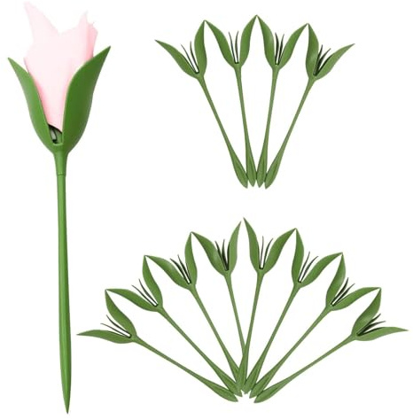 12 confezioni di portatovaglioli Bloom, anelli per tovaglioli verdi, porta tovaglioli a gambo di fiore intrecciato, set di 12 per la decorazione e gli allestimenti della tavola da cucina e di casa