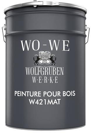 WO-WE Peinture pour meuble W421 Protection bois au UV, à l'eau, Extérieur - Intérieur, Aspect MAT - Noir 10L