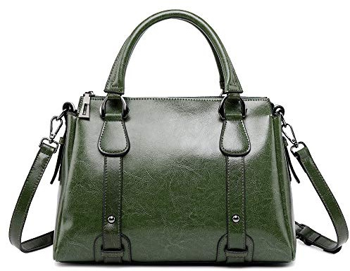 Coolives Damen Tasche aus Leder Handtasche Henkeltasche Umhängetasche Schultertasche Grün EINWEG