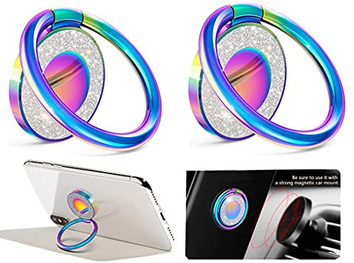 mciskin Anillo Soporte móvil para el Dedo - Soporte de Coche con rotación 360º Anilla metálica de Ajuste para móviles,Soporte para Anillo de teléfono móvil(Juego de 2)