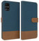 EAZY CASE Tasche kompatibel mit Samsung Galaxy M31s Stoff Schutzhülle mit Standfunktion Klapphülle im Bookstyle, Handytasche Handyhülle mit Magnetverschluss und Kartenfach, Kunstleder, Dunkel Blau