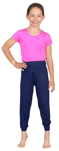 Hamishkane®Trendiga haremsbyxor för flicka bekväm baggy fit Alibaba flickleggings snygga haremsbyxor byxor barn – perfekt för vardaglig sommaranvändning och aktiv lek, Marinblått Xsp, 13-14 År