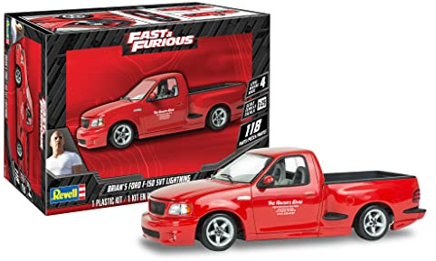 Revell 85-4499 Fast & Furious Brian's Ford SVT Lightning Model Car Kit 1:25 Scale 118-Piece Skill Level 4 Plastic Model Building Kit, Red