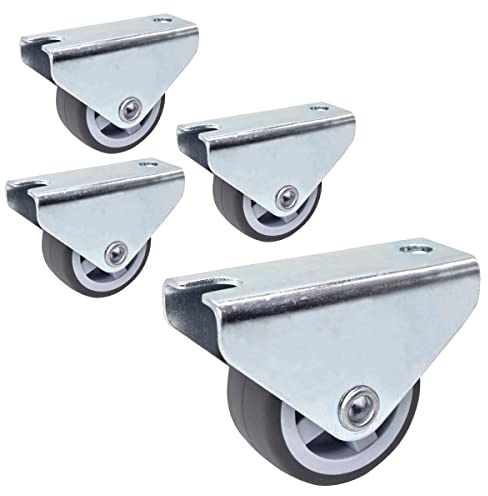 SKIR'CO Paquete de 4 ruedas pequeñas de 30 mm para muebles, ruedas de goma, no giratorias, ruedas fijas, dirección unidireccional (4)