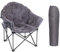 LET'S CAMP Portable Plush Camping Chair, Oversize Moon Round Outdoor Folding Chair with Cup Holder and Carry Bag, Grey