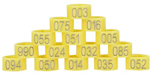 Bonbela 100 Stück Vogelfußringe Tauben Identifizieren Ringbänder 10 Mm 001–100 Nummerierte Tauben Identifizieren Clip Geflügelversorgung (Gelb) (Gelb)