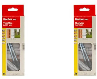 fischer Abstandsmontagesystem TherMax 8/120 M6 (2) für Dämmstoffe, Dämmstoffdübel zur Befestigung leichter Lasten in Wärmedämmverbundsystemen, mit Anti-Kälte-Konus (Packung mit 2)