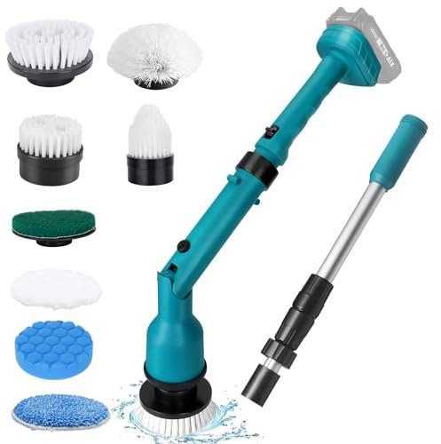 Elektrische Reinigungsbürste Haushalt mit 8 Austauschbaren Bohrbürstenköpfen, Akku-Spin Rotierende, Große Leistung mit 2 Einstellbaren Geschwindigkeiten, Duschreiniger Bürste für Badezimmer