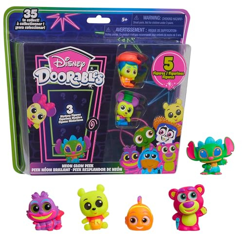 Just Play Disney Doorables Neon Glow Peek, Kids Toys for Ages 5 Up