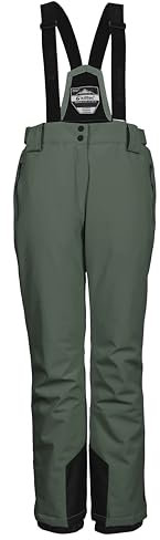 killtec Damen Ksw 249 Wmn Pnts Funktionshose Skihose Mit Abnehmbaren Trägern, Kantenschutz Und Schneefang, Grün/Grau, 38 EU
