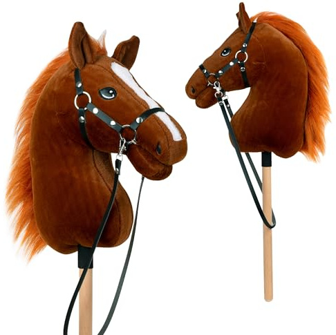 Pink Papaya Hobbyhäst, med grimma och träns, käpphäst för hobby horsing, häst att rida för barn. | Hobby Horsing häst med hölster & trens: Käpphäst, käpphäst för flickor och pojkar, häst för ridning och lek
