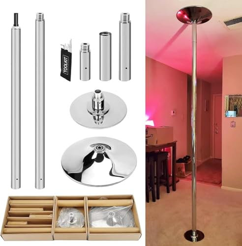 GLDWEY Pole Dance - Barra de Baile (45 mm de Altura Ajustable de 2,35 a 2,74 m, 2 Modos: Giratorio estático, soporta hasta 200 kg, para Gimnasio, Fiesta y Estudio(Size:2.25-2.75m)