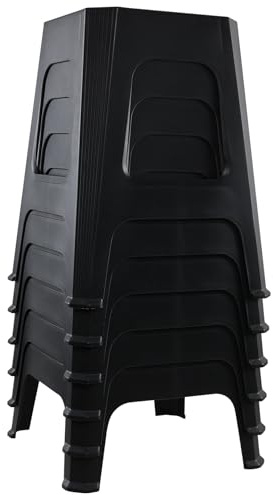 AnnkkyUS 6 Pack 18.9 Inch High Stackable Plastic Stools, Black Backless Stool for Home Classroom Office