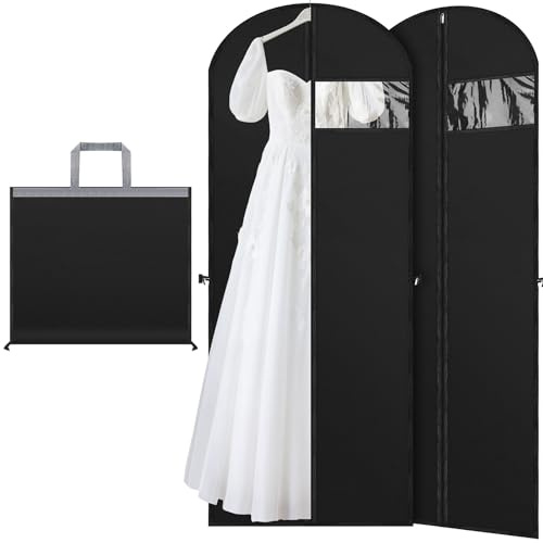 Aevcvok 2 Piezas Fundas Ropa 180x60 cm, Bolsas de Ropa a Prueba de Polvo y Humedad, Portatrajes Protectores de Ropa, Plegable Funda Traje con Cremallera, Fundas para Abrigos,Vestido de Noche