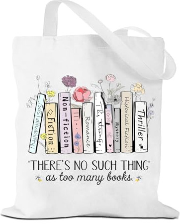 NANYUAYA Book Tote Bags Women Book Lover Gifts Foldable Shopping Bag Reusable Cute Cotton Books Bag for Bookish Bookworm Reading Lovers