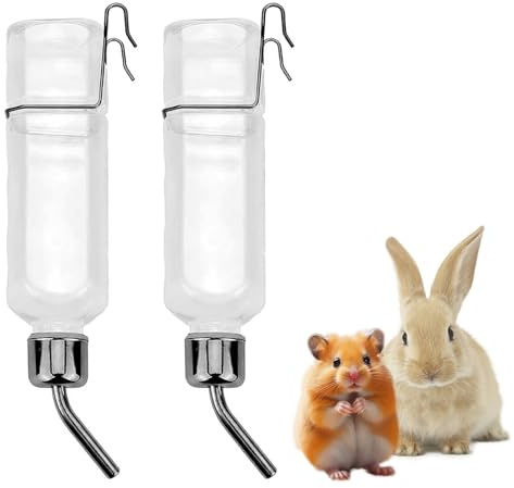 Hochwertige Trinkflaschen für Kaninchen mit Halterung, 2 Stück Set für Haustiere, 350 ml Kapazität, Hängende Wasserspender für Kaninchen, Meerschweinchen, Hamster und Chinchillas, Langlebiges Design