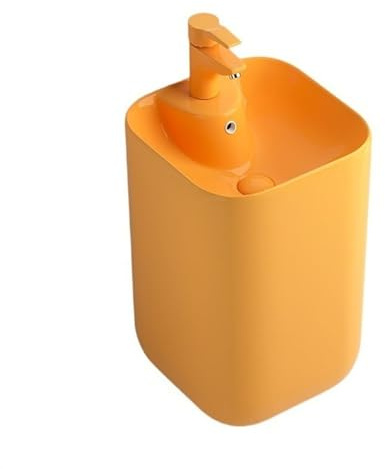 Lavandino su piedistallo Lavandino con piedistallo colorato, lavabo in ceramica troppopieno, combinazione di da bagno monoblocco pavimento(Orange)