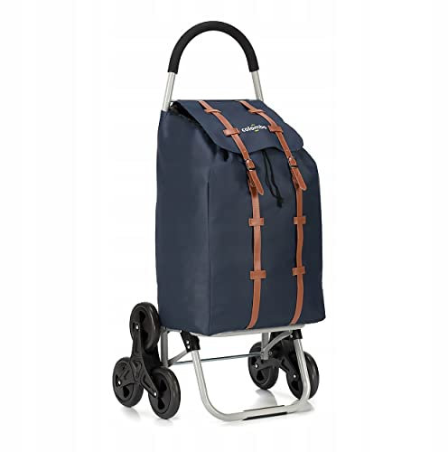 COLOMBO Dakar 3 Carrello spesa 50L con sacca impermeabile in poliestere, struttura in acciaio, 3 ruote per scale e tutti i terreni, portata 30 kg, leggero e pieghevole, ideale supermercato e mercato