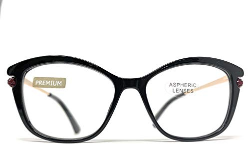 new modèle Dernière mode Lunettes de Lecture pour femmes Lunettes de Vue Presbyte +1.0 à +3.5 Grand Designer Style Perl (Noir, +3.00)