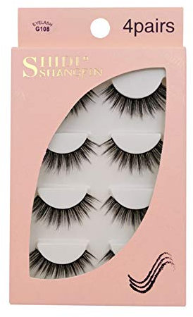 Falsche Wimpern, 4 Paare 3D Wimpern Künstliche Natürliche Schwarz Lange Pure Handgemacht Wiederverwendbar (D-G108)