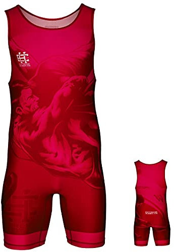 Extreme Hobby - Ringertrikot für Kinder Wrestling professioneller Kompressionsanzug für Wettkämpfe, Wrestling Singlet, Farbe: Rot, Größe: 152