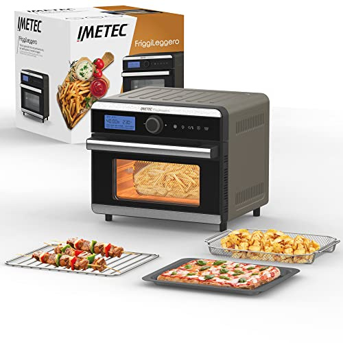 Imetec FriggiLeggero, Multifunktions luftfritös, så mycket smak, väldigt lite olja, 12 program, snabbvärmning, 18 L, 1550 W, digitala kontroller, korg, grill, droppanna, receptbok.