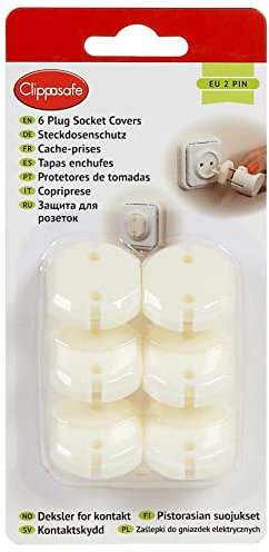 Couvertures pour câbles et prises de marque clippasafe. Modèle EU 2 broches Plug Socket Inserts (6 Pack) - NEW
