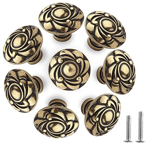 Bouton de Meuble Vintage Bronze Couleur Bouton de Porte Poignee Petit Tiroir Unique Trou Rond Poignée avec Vis Poignet Antique Pour Placard Armoire Penderie Armoires à Chaussures Cuisine