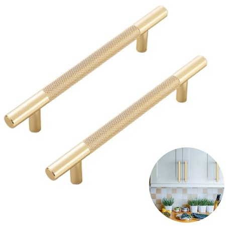TIEGUANJIA 2Pcs Cabinet Handles Drawers Dresser Bar Handle Kitchen Cabinet Handles Brushed Gold Knurled Cabinet Pulls Long Wardrobe for Drawer Dresser Cupboard and Wardrobe（Rose Gold）