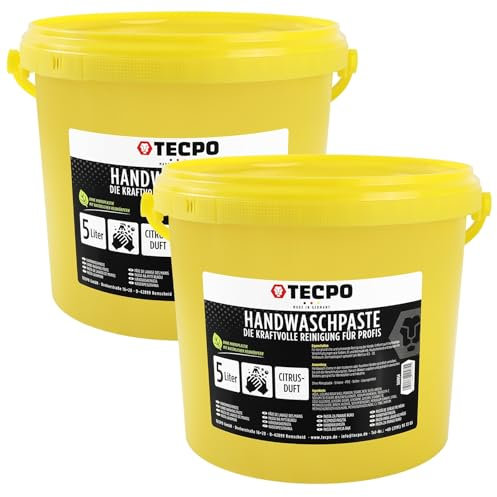 TECPO Handwaschpaste, 10 Liter - Profi Handreiniger gegen starke hartnäckige Verschmutzungen wie Öl, Fett, Ruß, Farbe -Waschpaste, Seife, Werkstatt, KFZ, Pflege und Reinigung