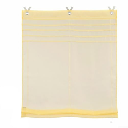 Elegante tenda a pacchetto con occhielli, 120 x 140 cm, tenda a pacchetto per finestra, per cucina, ufficio, diversi colori (giallo)