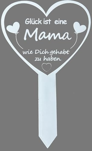 MKISHINE Gravplugg hjärta med slogan lycka är en mamma/farmor ... en pappa morfar, gravsmycke kyrkogård gravdekoration sorg vittnar väderbeständig, gravsmycke för kyrkogård, 16 x 26 cm, vit (Mama)