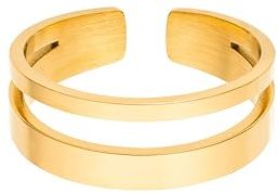 Purelei Anillo ajustable Soulbond – Anillo ajustable de doble fila, acero inoxidable chapado en oro de 14 quilates, chapado en oro rosa de 18 quilates o plata, resistente al agua (talla 56 – 60