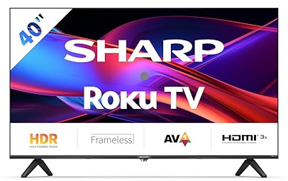 SHARP 40GD2225E - 40 Zoll Fernseher (101 cm) Full HD Roku TV - Multimedia Streaming LED Smart TV ohne Rahmen (HDR10, AV1-Codec, 3 HDMI, Receiver, WLAN) - Netflix, Prime, Disney+, Apple TV