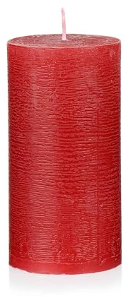 NKlaus Rustik adventsljus vinröd 6 x 12 cm – blockljus av vax för juldekoration, adventkrans och bordsdekoration, lång brinntid