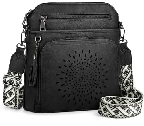 RAINSMORE Cross Body Bag Women Soft PU Leather Trendy Handbags & Shoulder Bag Adjustable Wide Straps Spacious Organised Purse for Daily Use Commute & Travel