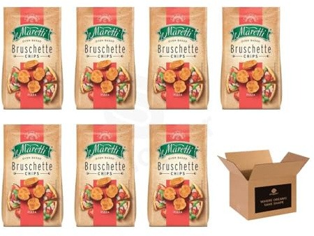 Maretti Oven Baked Bruschette Chips Variety – Tomato & Olive, Sour Cream & Onion, Pizza & Vegetable – Crispy Italian Bread Chips, Not Fried | Crunchy Snack (Case of 7, PIZZA)