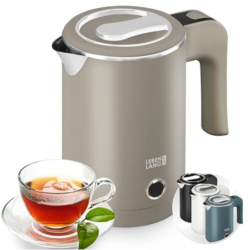 LEBENLANG Bollitore elettrico piccolo in Acciaio Inossidabile - Risparmio Energetico 600W & Portatile 0,5L I Mini Bollitore Elettrico inox Bollitori Acqua Teiera da Viaggio Electric Kettle
