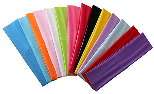 Zapire 14pcs Mixed Colors Yoga Sports Headbands for Women - Soft Elastic Stretch Girls Athletic Headbands