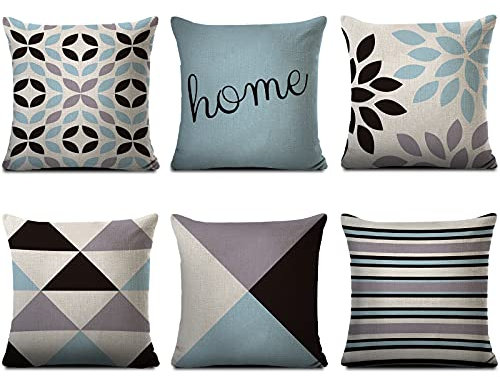 Yootiko Kissenbezüge 45x45cm Deko Kissenbezug Kissenhülle Geometrisches Muster für Sofa Büro Balkon Terrasse Hof (Stil 7, 6er-Set)