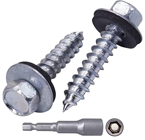 SKIR'CO Tornillos para techos chapados en zinc de 6,5 x 32 mm, tornillos autorroscantes con arandelas EPDM, cabeza hexagonal