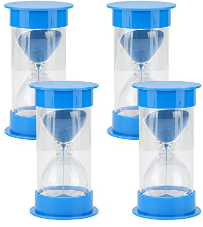 KEILEOHO 4PCS 5 Minutes Sand Timer, Blue Countdown Sand Timer, Plastic Hourglass Timer for Gift, Home Office Decoration