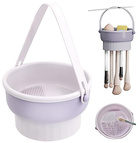 xiruiubao Tapis Nettoyage Pinceaux Maquillage Silicone - 3 en 1 Détachable Bol Nettoyant pour Brosses de Cosmétique pour Nettoyer, Séchage et Ranger Make-up Brush et Éponges