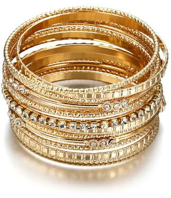 HIIXHC Bangles Bracelets for Women Bracelet Stack Chunky Indian Multi Bangle Bracelet Set Punk Bracelets Jewelry for Women Gift