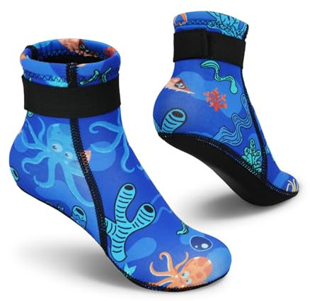 Summshall Neoprensocken Kinder 3mm Warm Halten Neopren Socken Wassersocken Tauchsocken für Wassersport